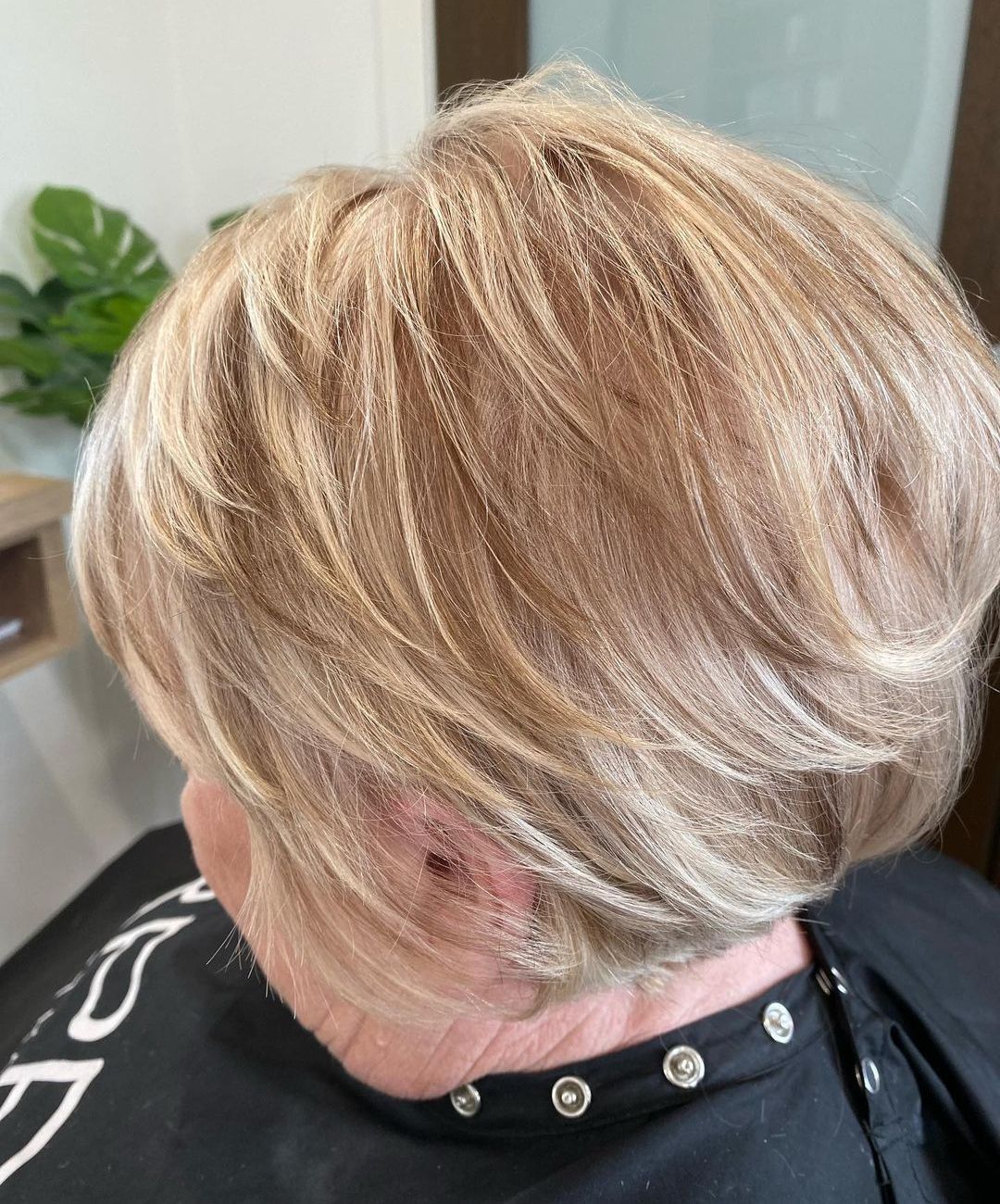 60+ Short Layered Bob with Lowlights