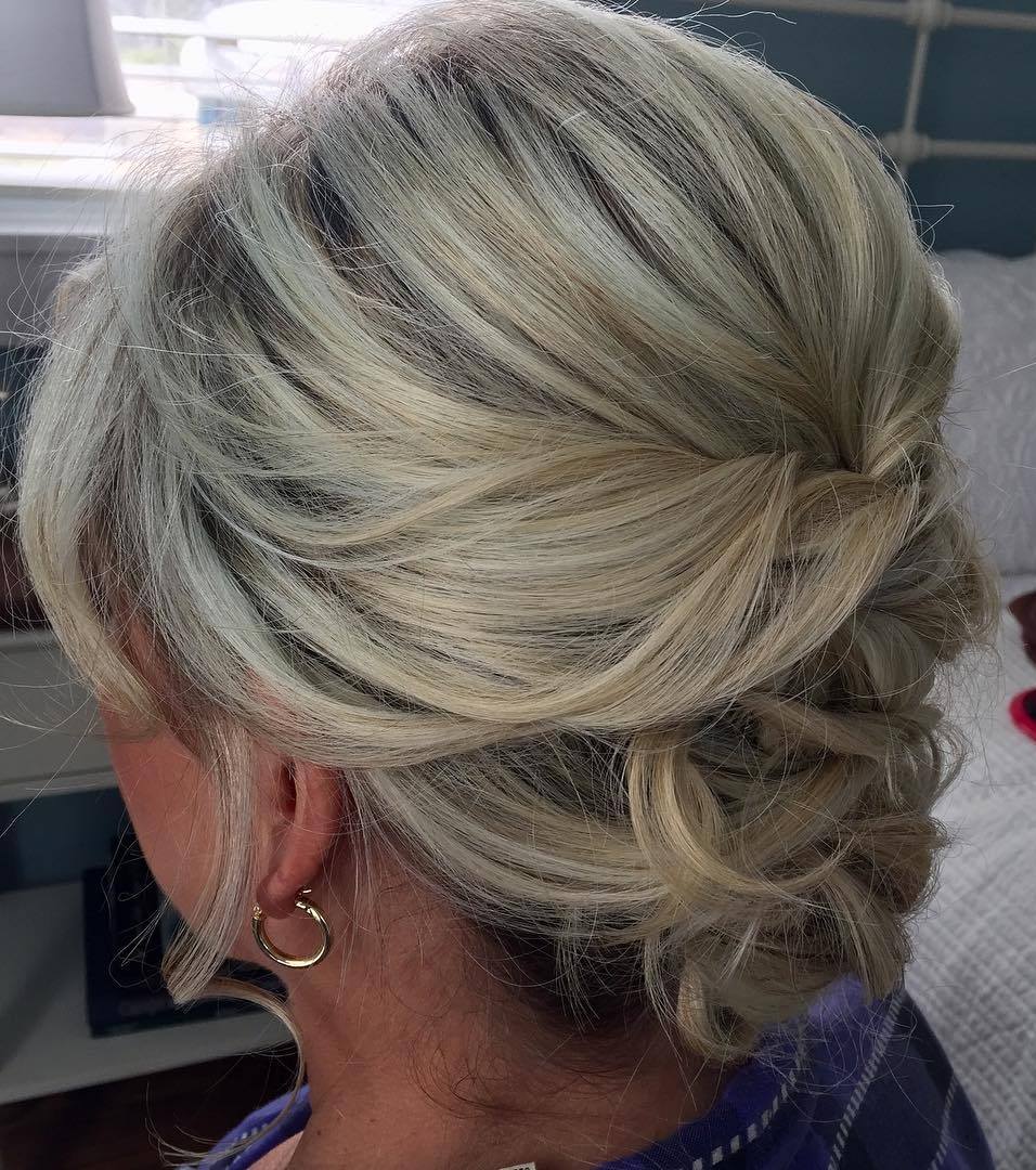 Gray Blonde Bouffant Updo for Fine Hair