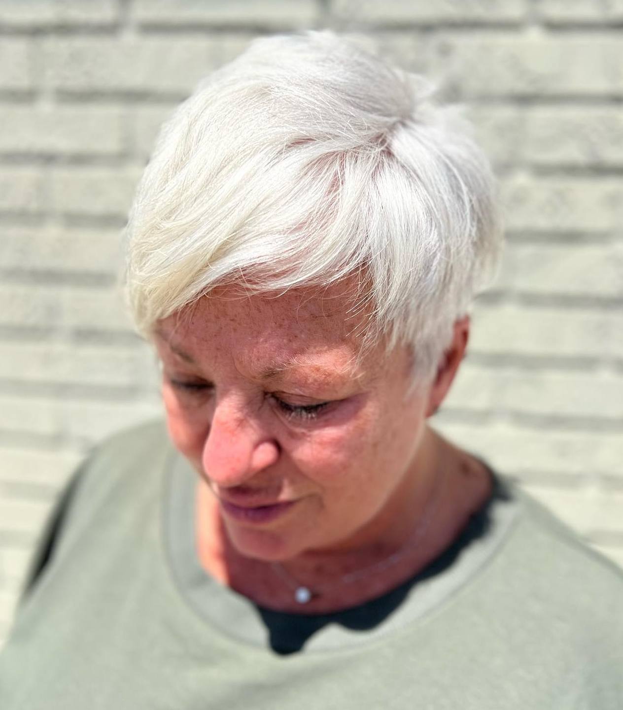 Short White Cut with Bangs for Seniors