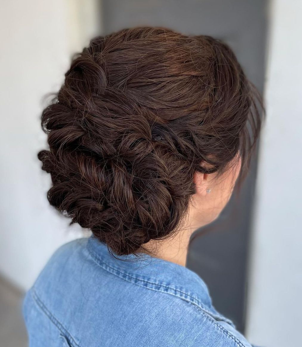 Wavy Brunette Updo for Mother-of-the-Bride