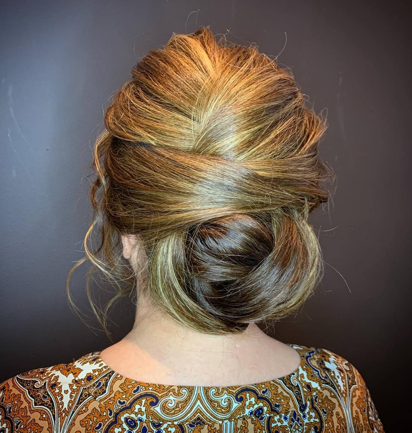 Chic Bun for Golden Bronde Balayage Hair