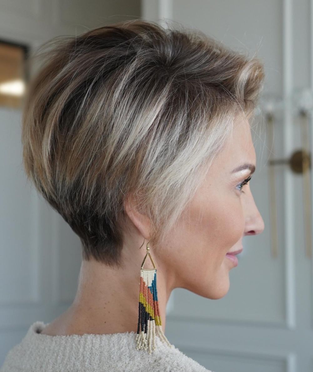 Tapered Pixie with Layered Highlights