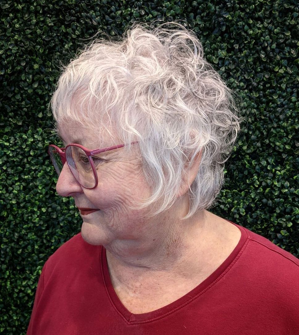 Short Curly Gray Hairstyle for Seniors