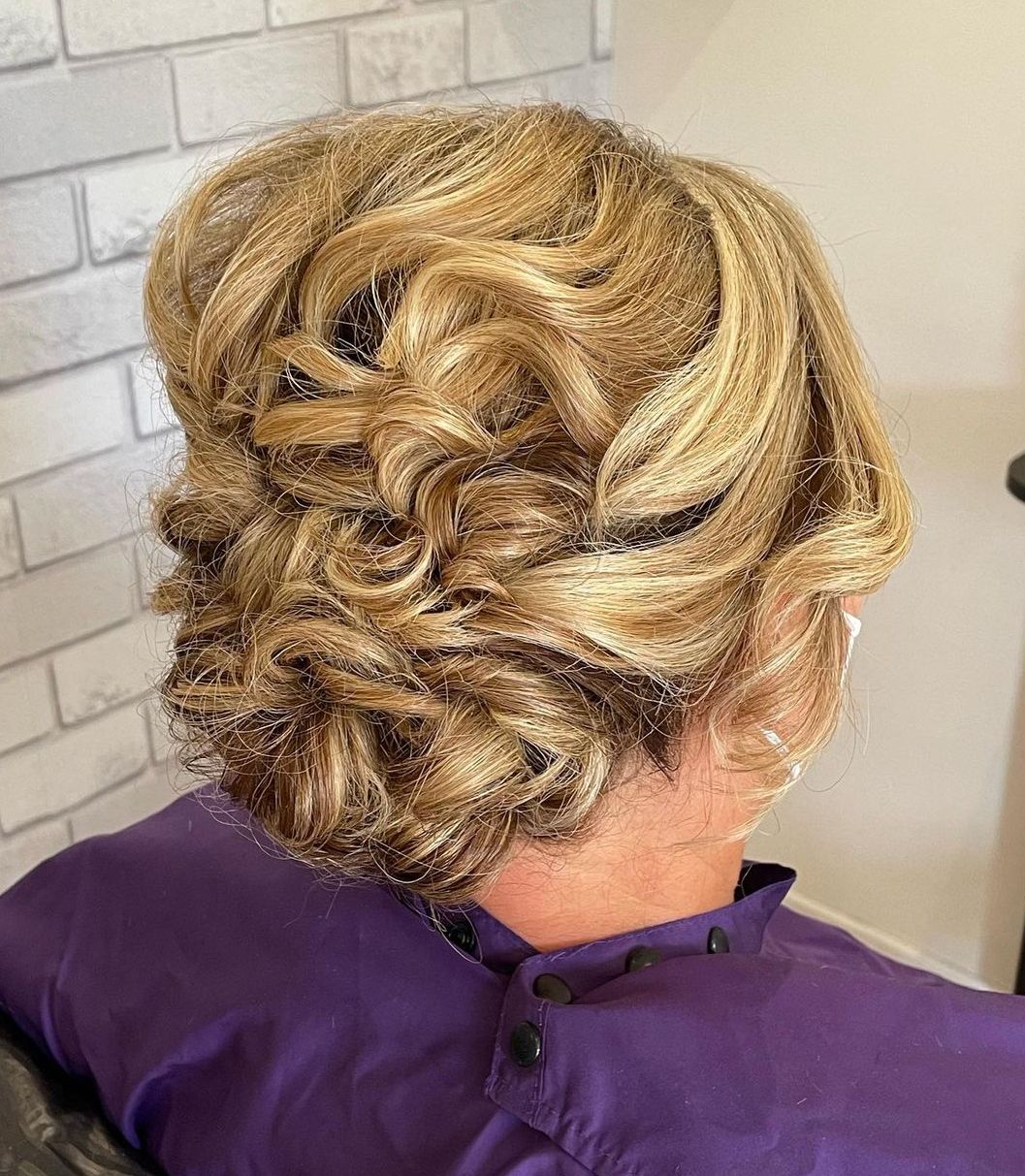 Golden Blonde Lifted Curled Updo