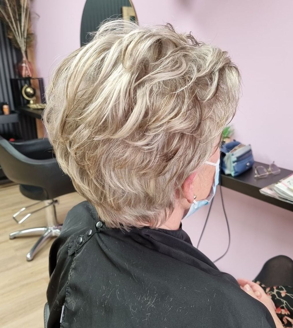 Short Layered Blonde Cut with Lowlights