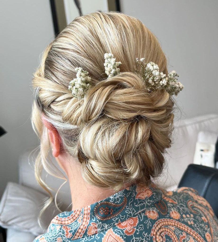 Blonde Twisted Floral Bun