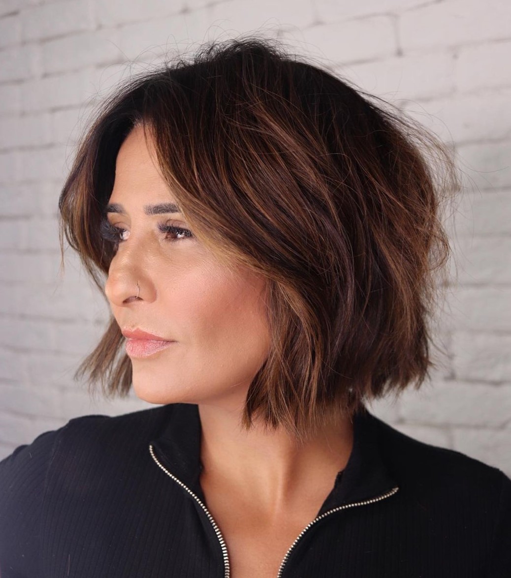 Brunette Bob with Copper Highlights