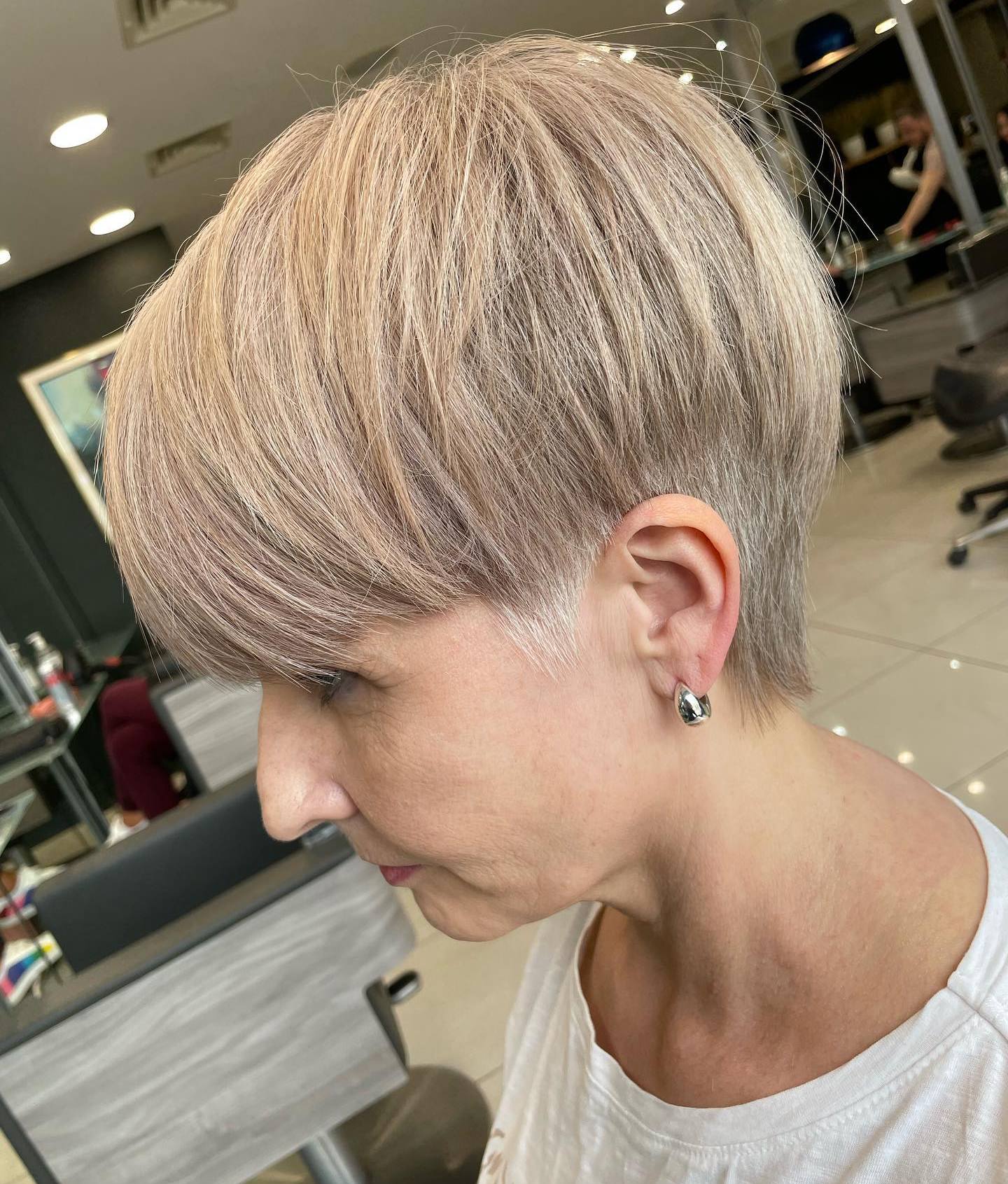 Over 50 Straight Pixie Undercut with Bangs