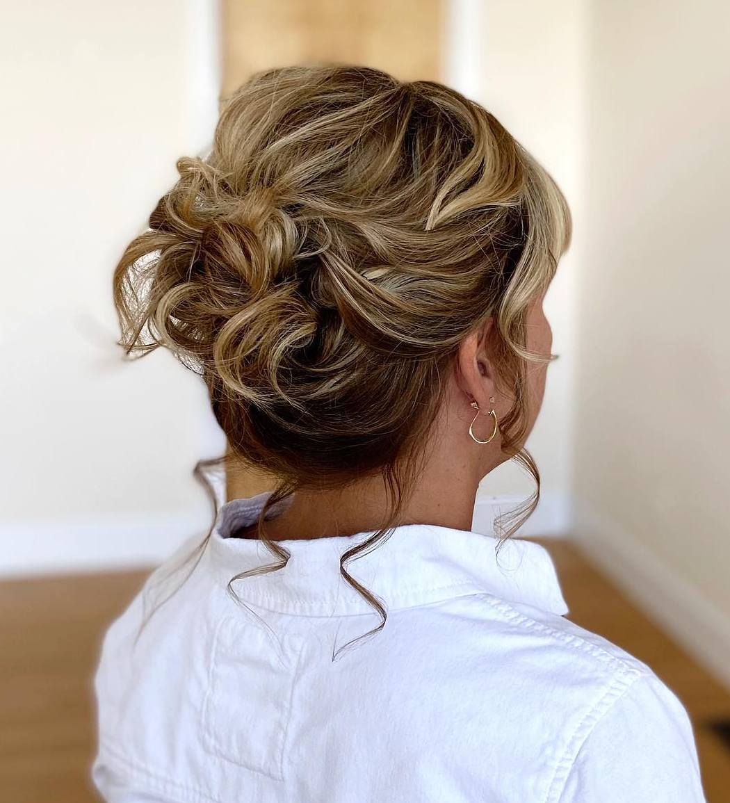 Upswept Curly Bun for Shorter Hair