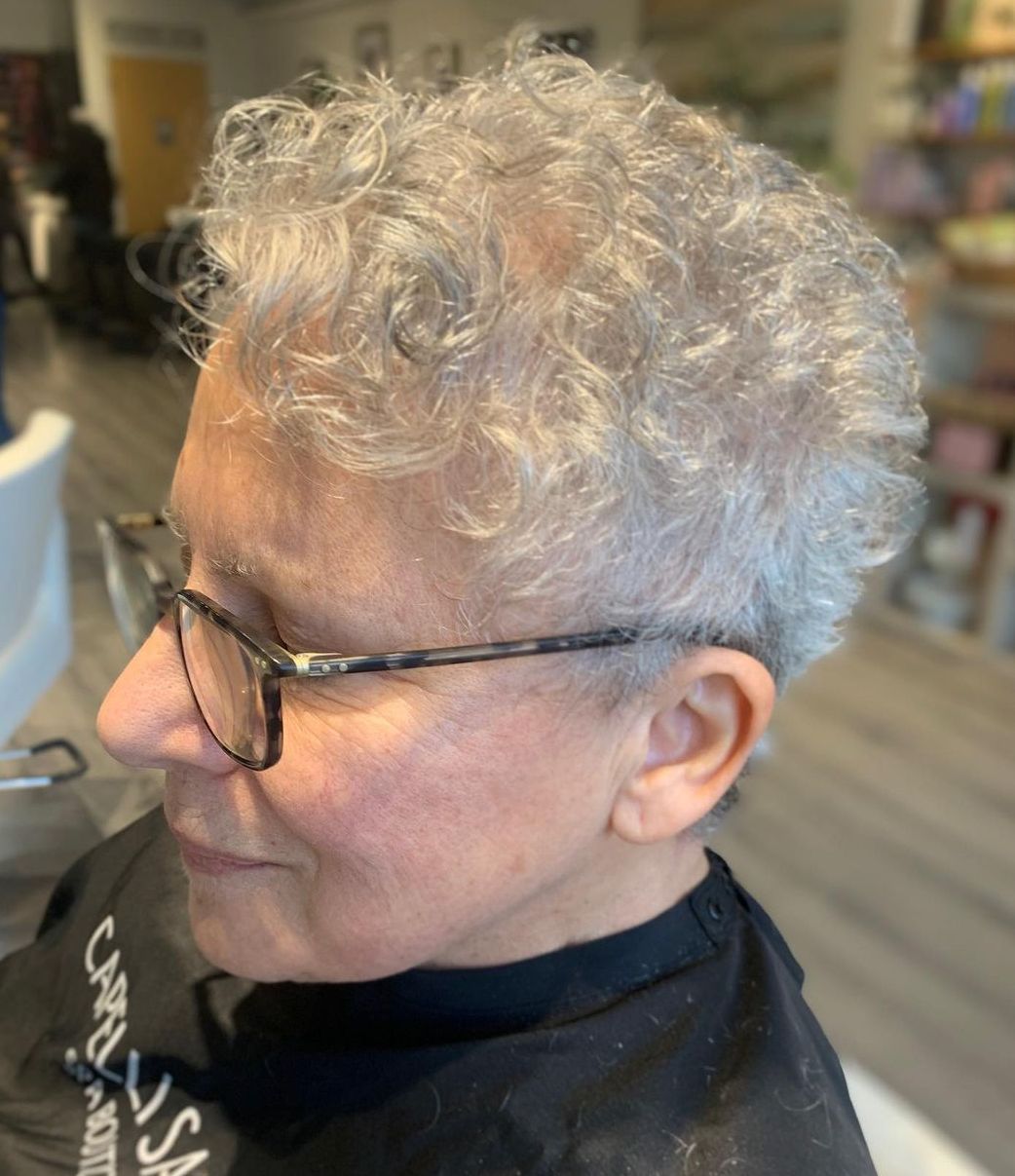 Very Short Gray Curly Hair Over 60