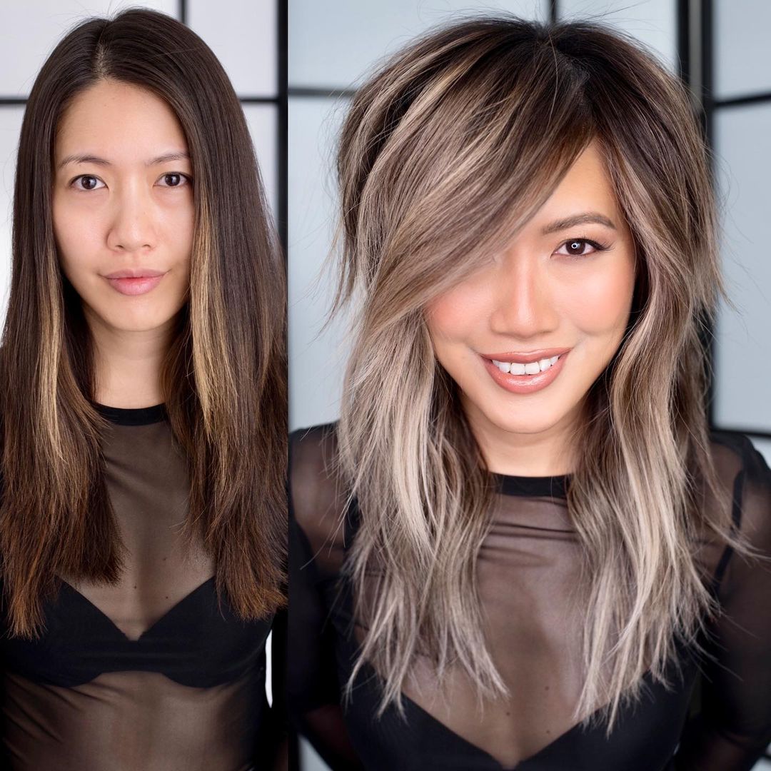 Long Low-Maintenance Shag Before and After