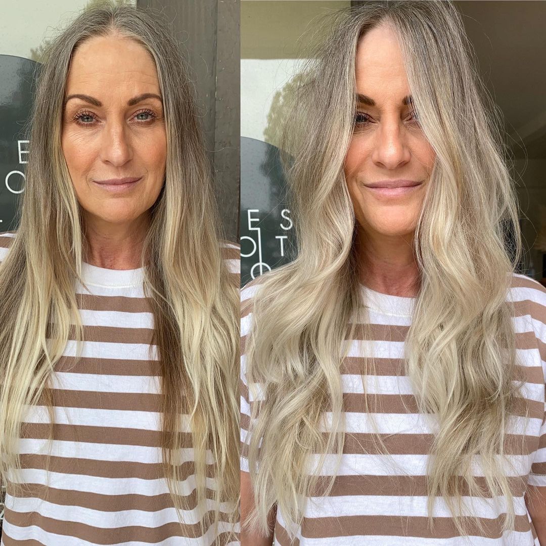 Long Gray Blonde Hair to Look Younger