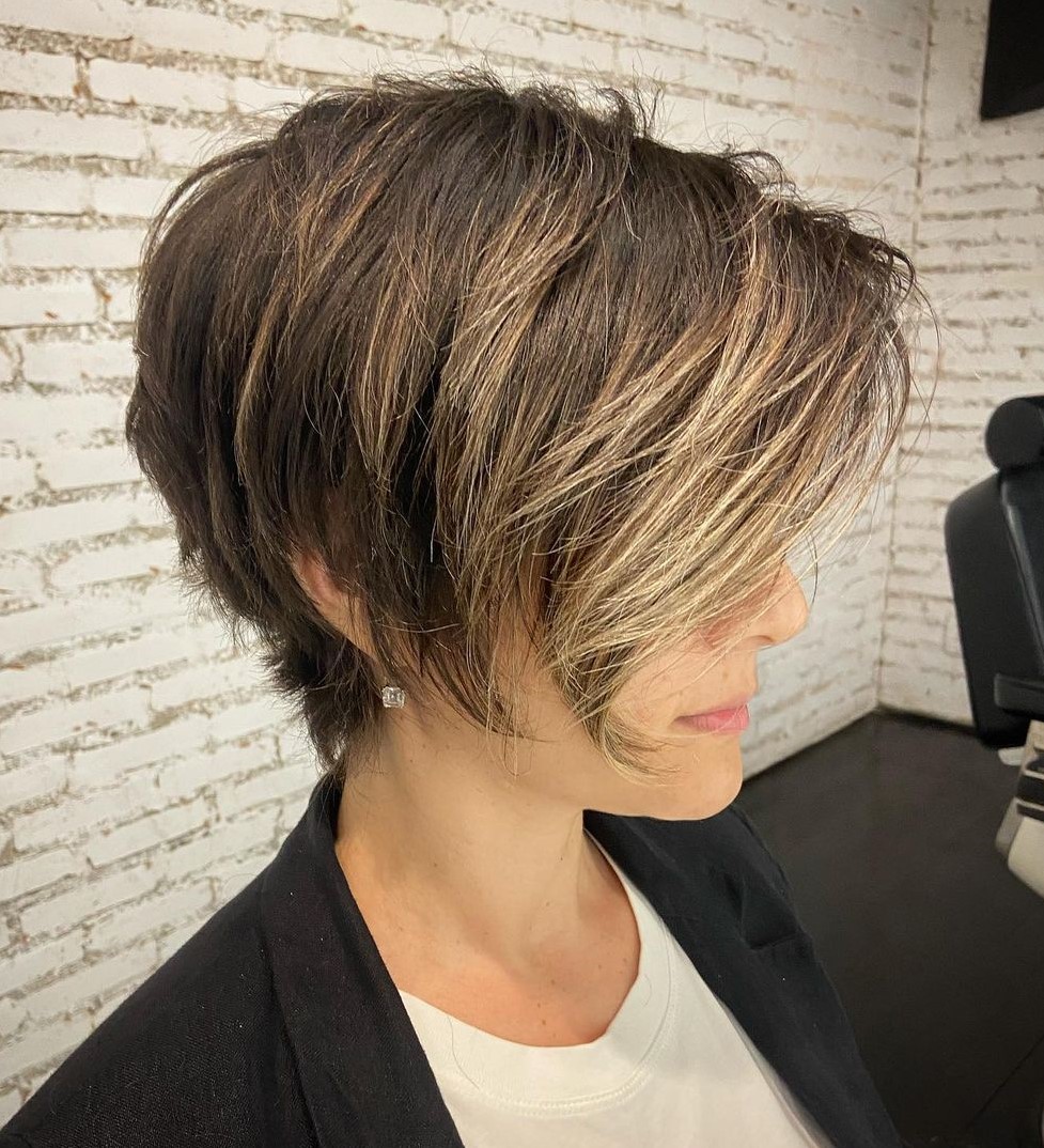 Low-Maintenance Layered Pixie-Bob for Thick Hair