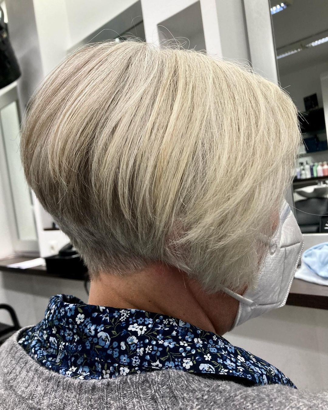 Over 60 Short Stacked Blonde Bob